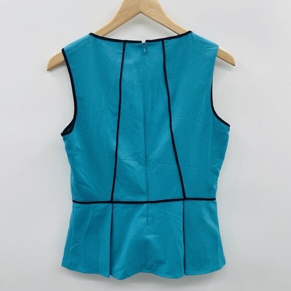 Calvin Klein Womens Size Small Sleeveless Piping Trim Peplum Blouse in Green 741 - Picture 4 of 7